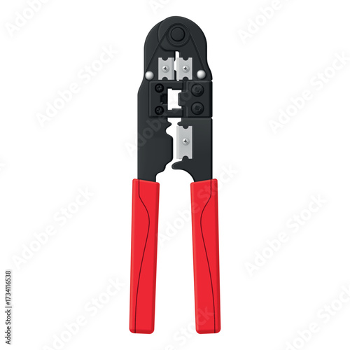 An illustration of a twisted pair crimping tool that ensures reliable connections and efficient network operation. Ideal for both professionals and amateur cable installers.