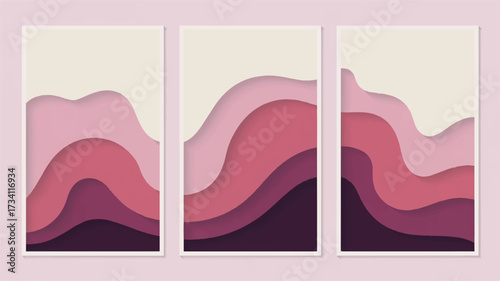 A minimalist abstract art composition featuring three vertical panels arranged side by side (6)_traced
