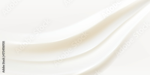 Liquid milky white dessert vector illustration with shiny melting cream drips and sweet glossy texture.