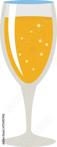 realistic sparkling wine glass toast icon.