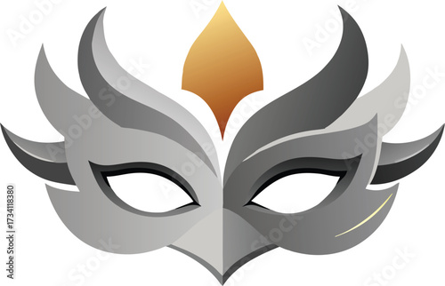 realistic silver party mask icon vector.