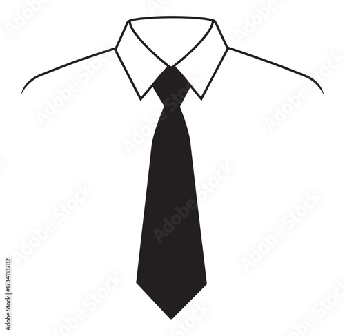Black tie and white shirt simple illustration perfect for formal wear and business concepts