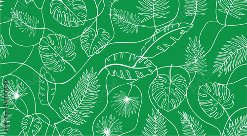 Tropical leaf Wallpaper, Luxury nature leaves pattern design, Golden banana leaf line arts, Hand drawn outline design for fabric , print, cover, banner and invitation, Vector illustration