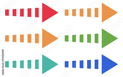 Colorful Arrow Icon Set — Directional Symbols for Progress, Growth, and Motion-Based UI Design in Red, Teal, Green, and Blue
