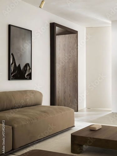 Modern Living Room Interior with Minimalist Furniture and Art