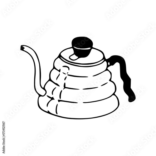 hand drawn outline vector of a barista kettle
