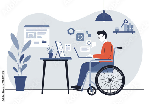 Remote work empowerment for disabled individuals home office digital modern workspace professional perspective