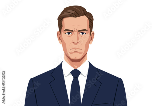 Formal business presentation of confident professional man in suit office setting digital front view corporate concept