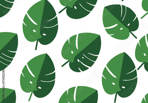 Vibrant green leaf patterns digital nature minimalist design top view conceptual