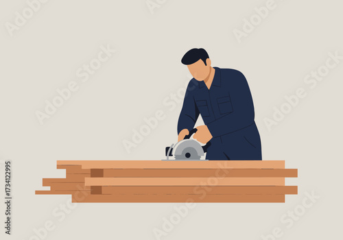 Carpentry action woodworking workshop illustrative professional environment skillful viewpoint