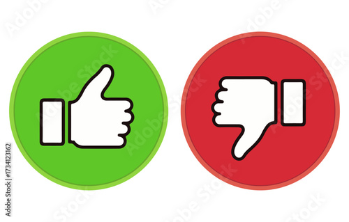 Thumbs Up and Down Icons — Approval and Disapproval Symbols for Feedback UI, Rating Systems, and Emotional Response Design
