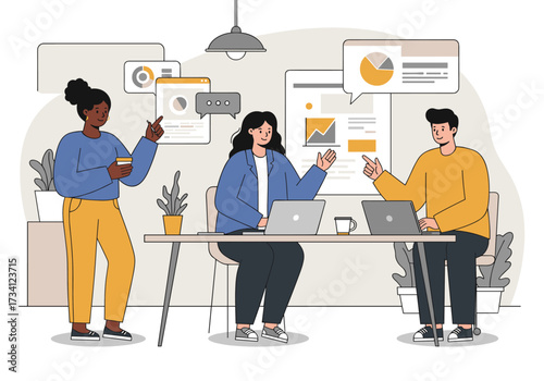 Collaborative business meeting modern office digital discussion professional environment engaging viewpoint teamwork concept