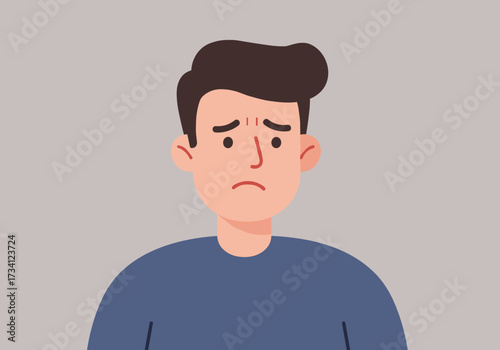 Conveying sadness an animated character's expression digital minimalist background view emotional depth