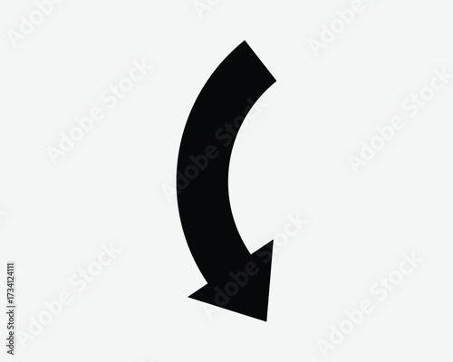Down Arrow Pointing Right Underneath Below Icon Under Side Position Arrowhead Pointer Navigation Back Forward Sideways Curve Bend Point Symbol Sign