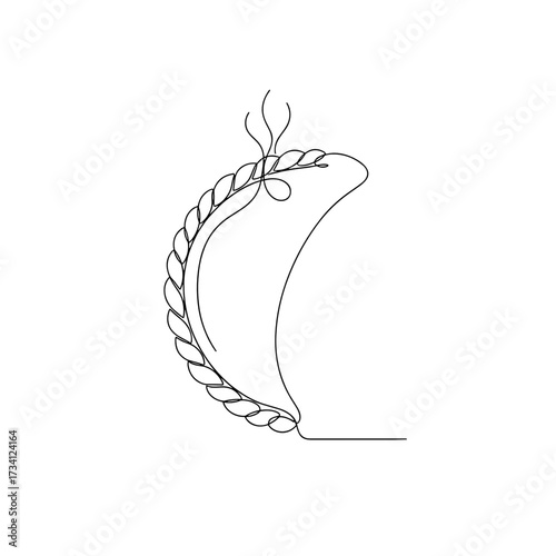 Golden baked empanadas designed in minimalist black ink on a transparent background for food blog, street food or recipe feature.