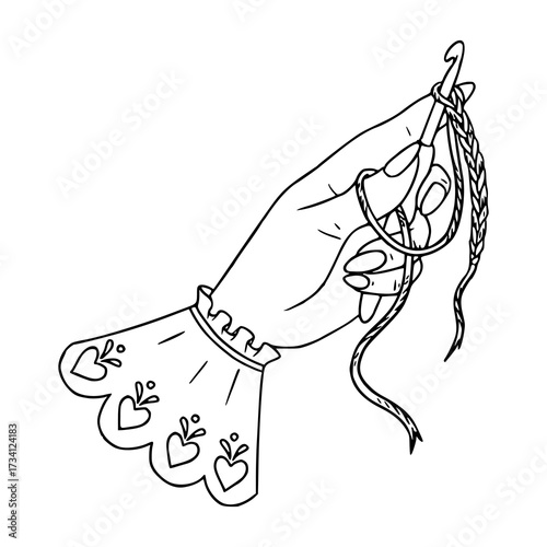 vintage feminine hand crafting illustration