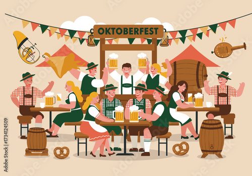 Oktoberfest celebration munich social event festive environment group viewpoint beer culture experience