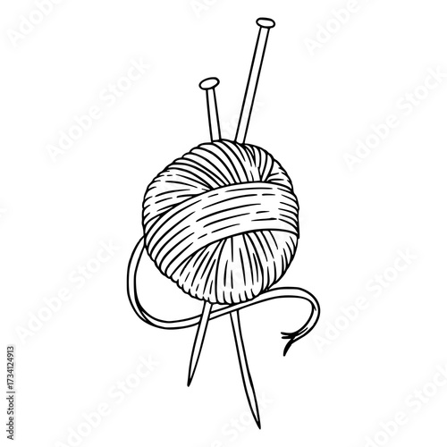 simple line art icon of knitting supplies