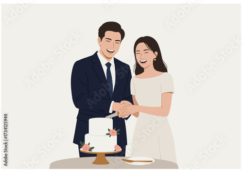 Couple celebrating wedding venue joyful atmosphere front view love and happiness
