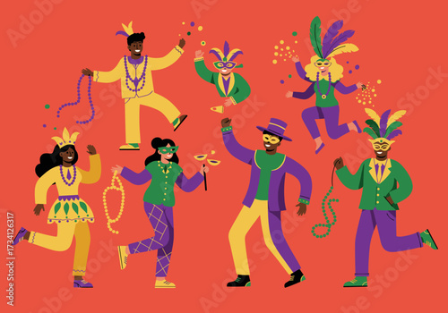 Vibrant mardi gras celebration new orleans digital festive atmosphere joyful perspective cultural showcase