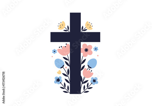 Religious symbol with floral design spiritual context graphic artistic environment minimalist viewpoint