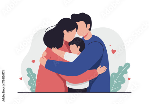 Family embrace home digital cozy setting warm perspective love and connection