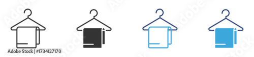 towel on hanger icon set, vector illustration .  