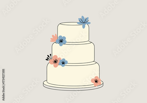 Elegant wedding cake decoration celebration venue food romantic atmosphere view culinary