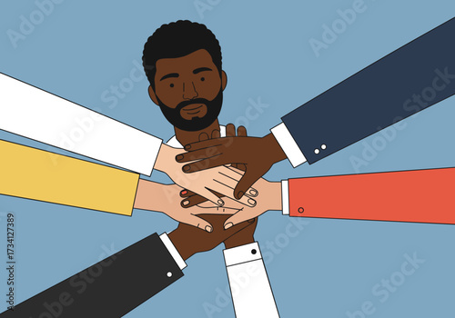 Collaborative hands supporting unity digital diverse community positive environment perspective