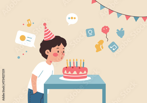 Birthday celebration for a child home joyful atmosphere view festive concept