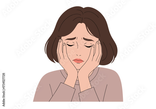 Emotional expression of sadness digital personal reflection minimalist style view mental well-being