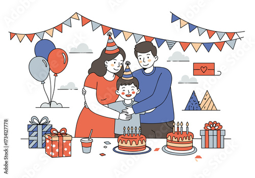 Family celebration at a birthday party festive home setting cheerful environment bright viewpoint joyful concept