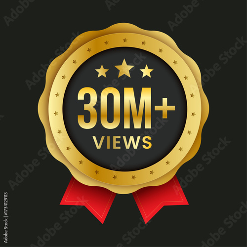 30 million plus Views Sticker Badge Vector