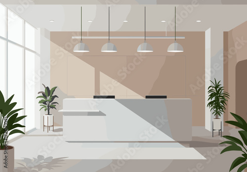 Modern reception area design office space interior minimalist bright aesthetic appeal