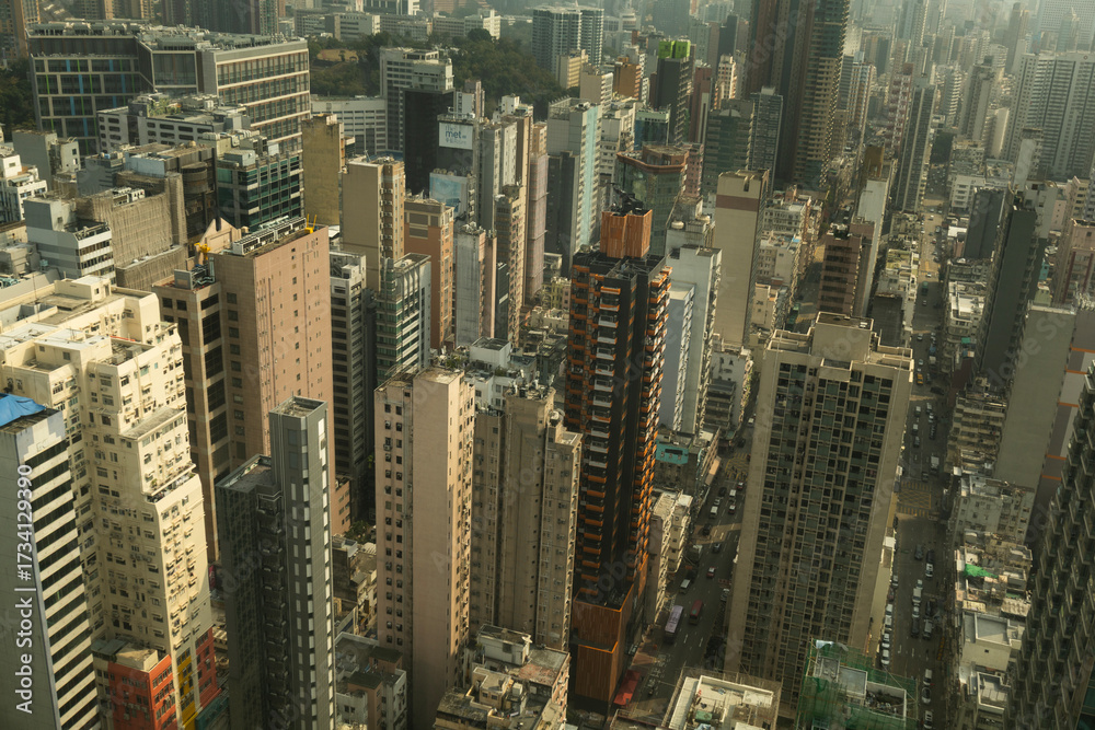 Obraz premium Amazing hong kong skyline from a high vantage point at night