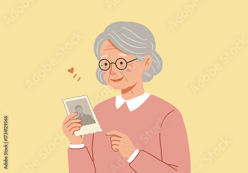 Heartwarming moment elderly woman cherishing old cozy room digital nostalgic environment view
