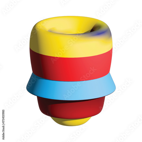 3D Abstract Vessel – Layered Color Scroll with Flared Geometry