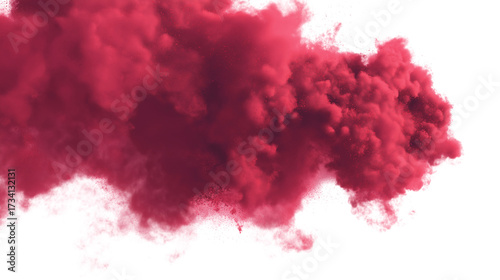 abstract red fluffy mist fog smoke curling isolated on white background