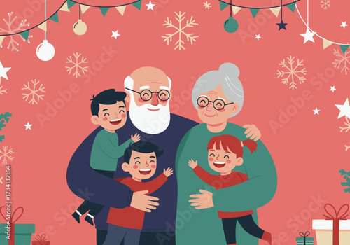 Family celebrating christmas together home digital festive atmosphere cheerful viewpoint love and joy