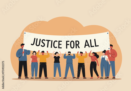 Social justice protest for equality urban setting digital diverse group empowerment concept