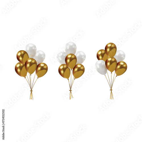Gold and White Balloons Festive Party Decorations Celebration Event Anniversary Wedding Luxury Style Elegant Gathering
