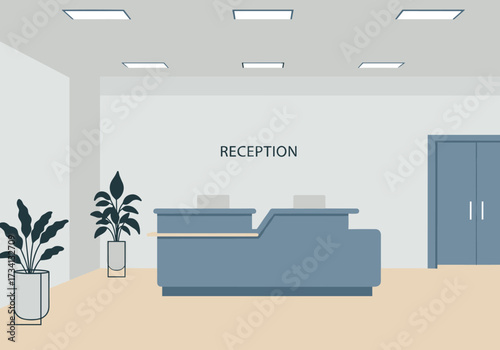 Reception area design office space digital modern environment front view professional concept