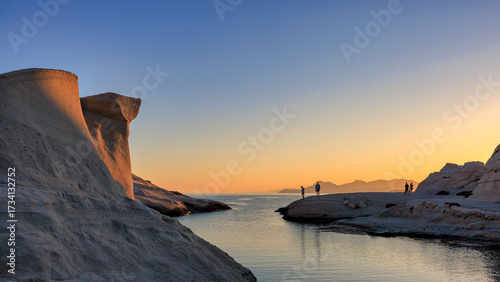Sarakiniko beach at sunrise, Milos, Cyclades Islands, Greece