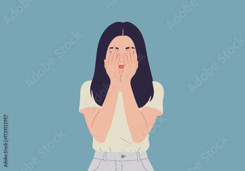 Expressing emotions a digital of a woman covering her face setting calm environment