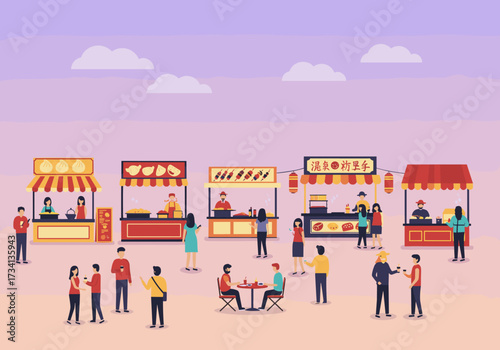 Food festival highlights street market culinary delights vibrant atmosphere animated scene engaging community