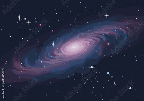 Exploring cosmic wonders spiral galaxy in space digital night sky abstract viewpoint