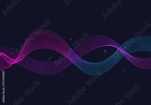 Dynamic waves of colorful lines abstract digital background creative space aesthetic view modern design