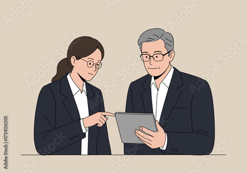 Collaborative business meeting office space digital interaction professional environment engaged viewpoint