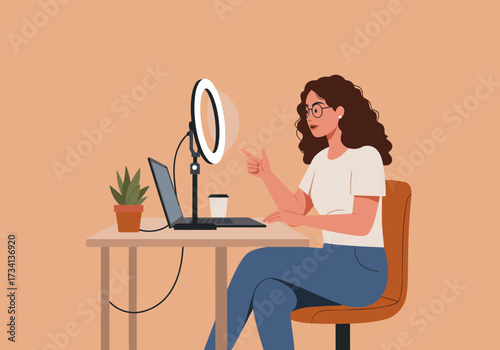 Online workshop engagement home office digital cozy environment casual viewpoint modern concept