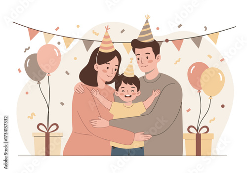 Celebrating a joyful birthday party with family home setting digital festive atmosphere view